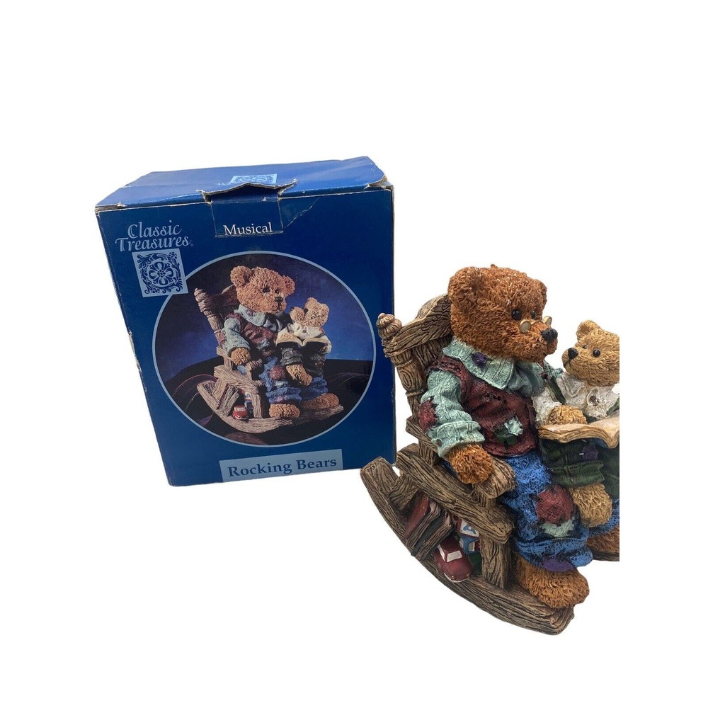 Vintage Classic Treasures Musical PAPA Bear Figurine Rocking Chair Music Box